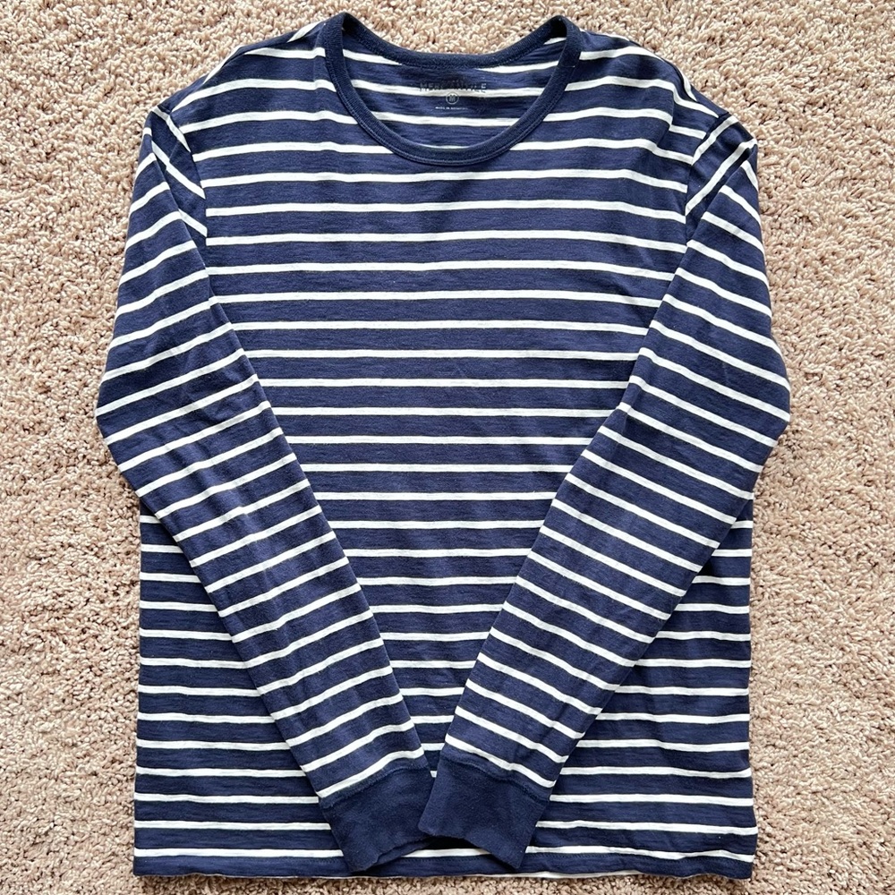 Men’s J. Crew Long Sleeve Shirt | Size: M  | Navy Blue & White